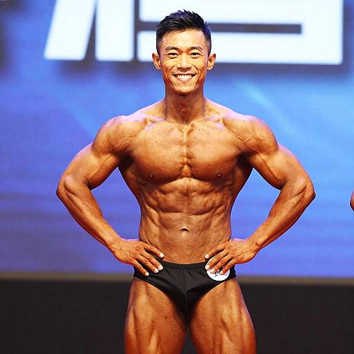 Muscular Man Posing at Bodybuilding Competition
