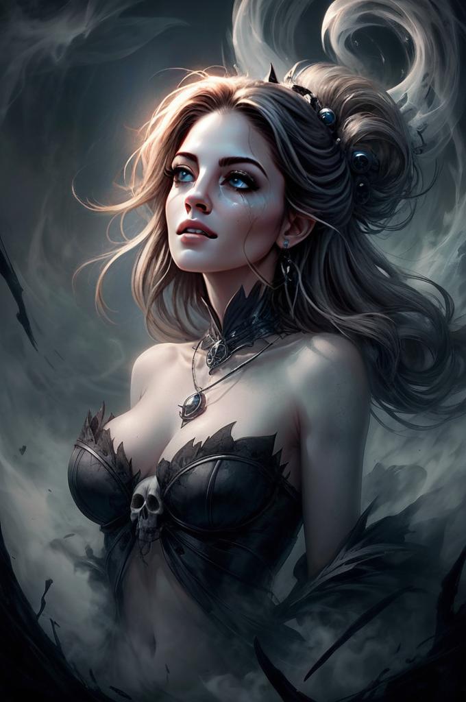 Striking Woman in Gothic Armor with Silver Hair