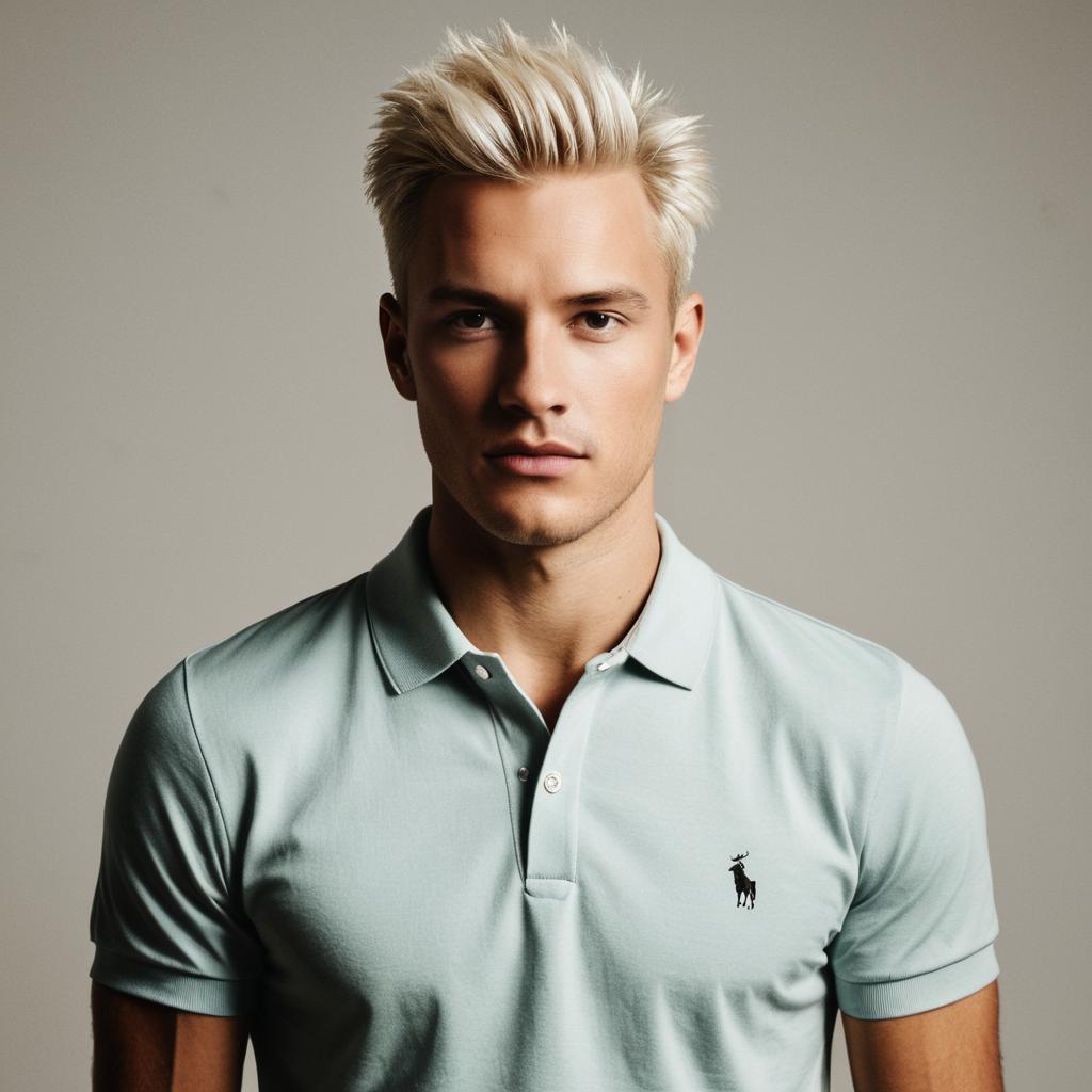 Stylish Young Man with Platinum Blonde Hair