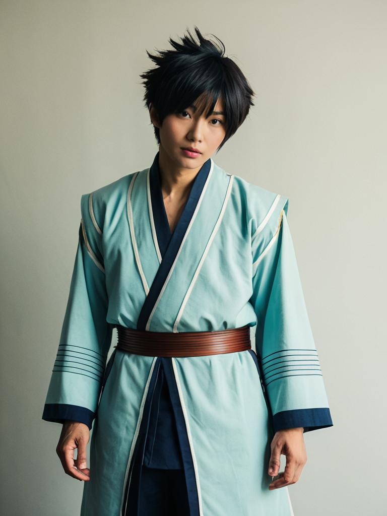Man Cosplay Wearing Sen Kaibara Spiral Costume Realistic Photo