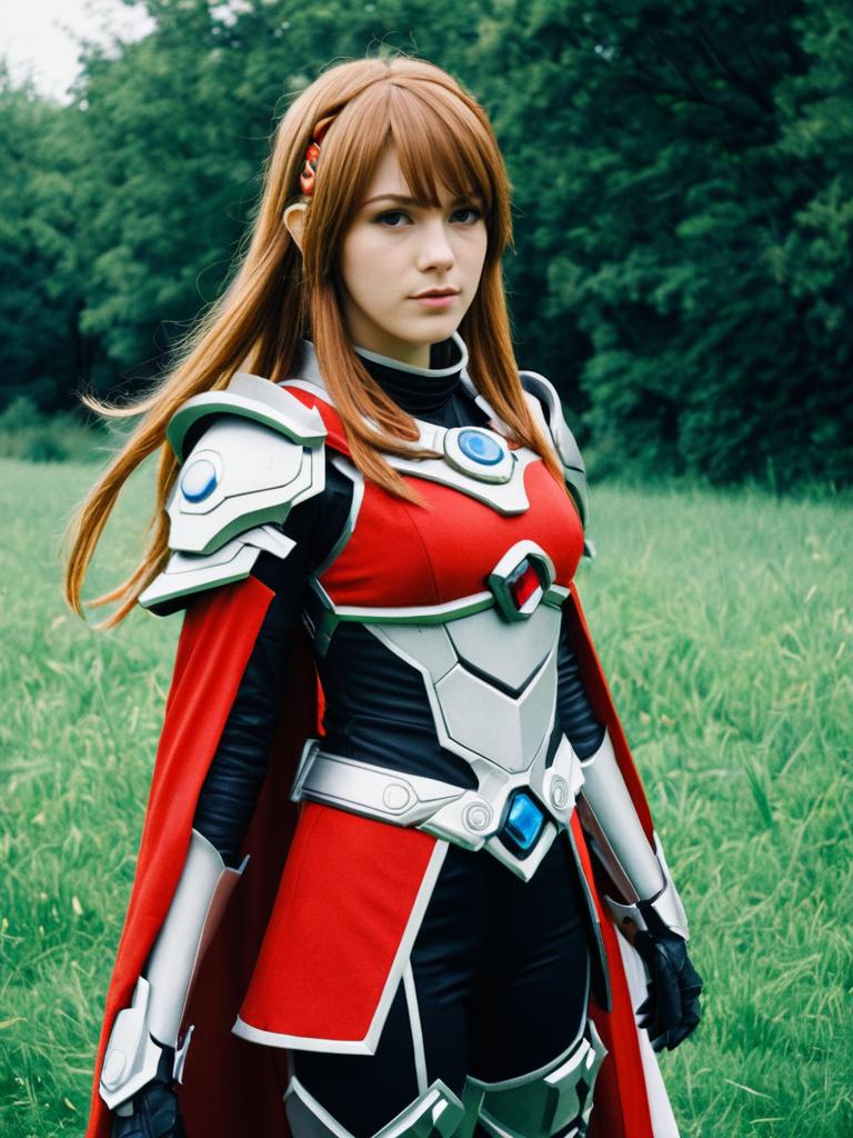 Realistic Woman Cosplay of Celica from Xenoblade Chronicles in Armor Costume