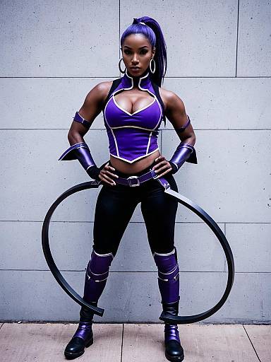 Fate/Zero Assassin Woman Cosplay in Purple Costume with Circular Weapon