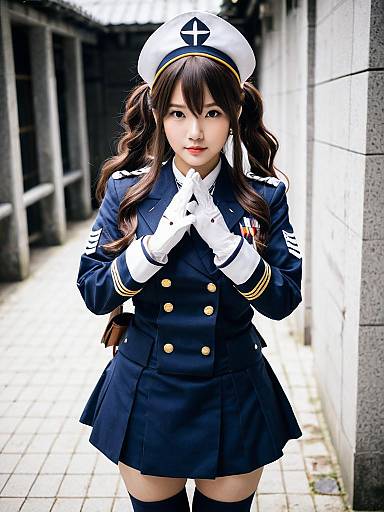 Ashigara Kai Ni Kancolle Cosplay Photo in Naval Officer Uniform