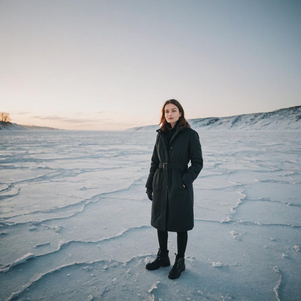 Woman in Frozen Landscape