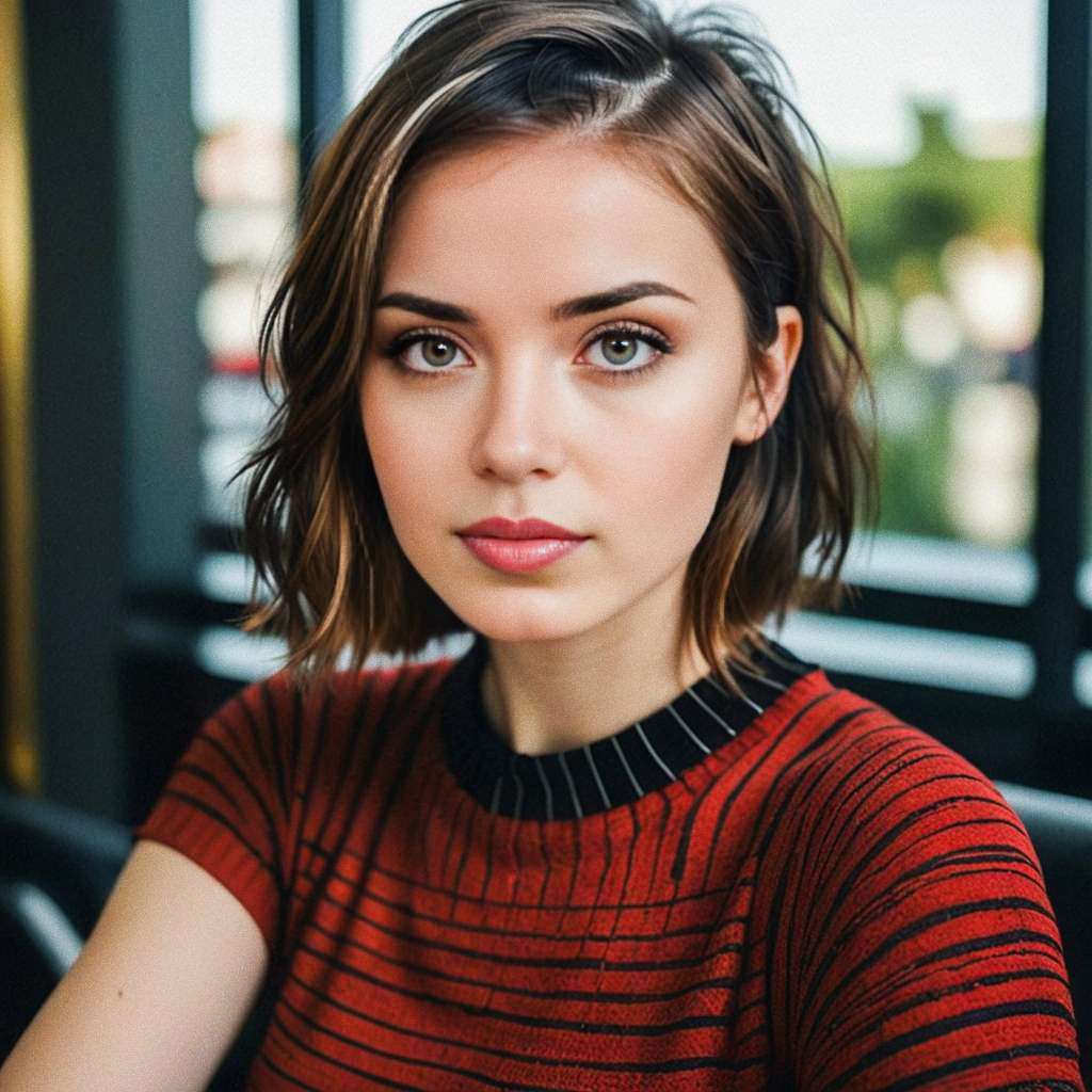 Confident Young Woman in Stylish Bob Haircut