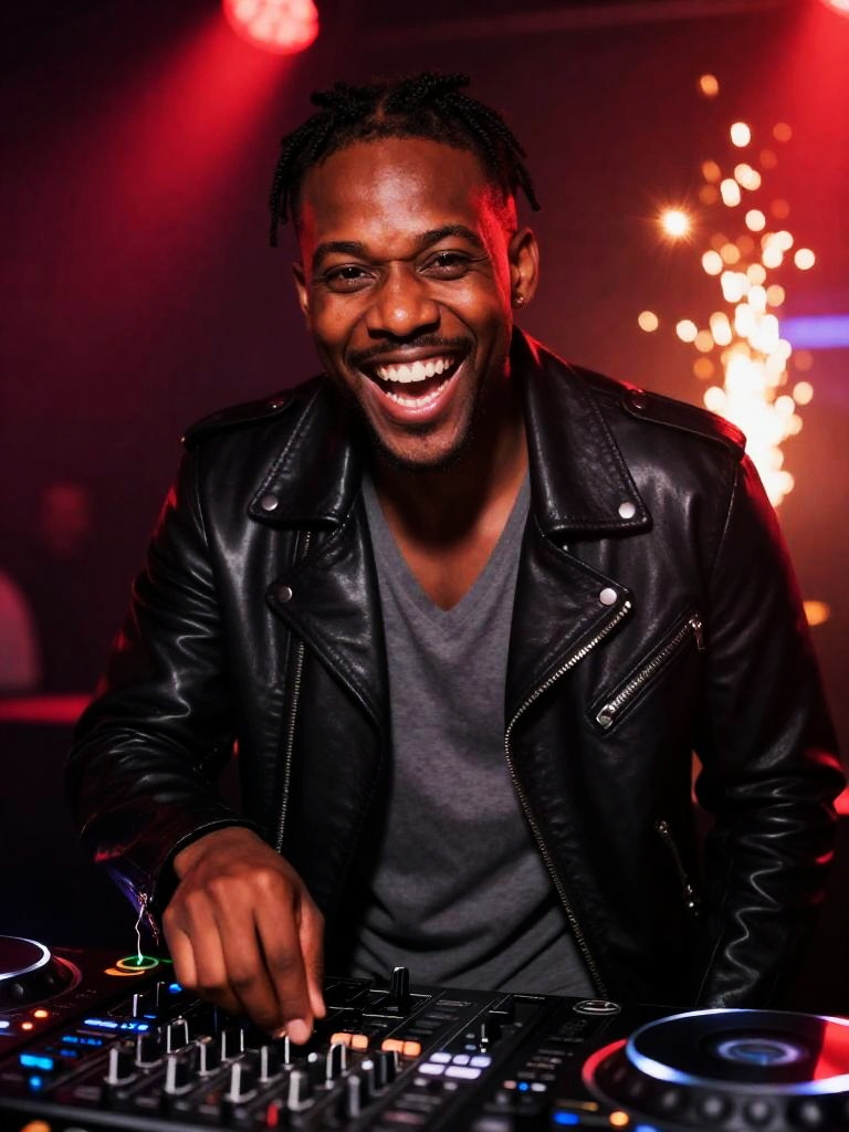 Energetic Young DJ Mixing Music at Lively Club Party