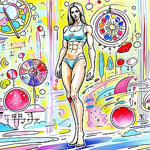 Fit Woman in Minimal Athletic Wear with Abstract Shapes