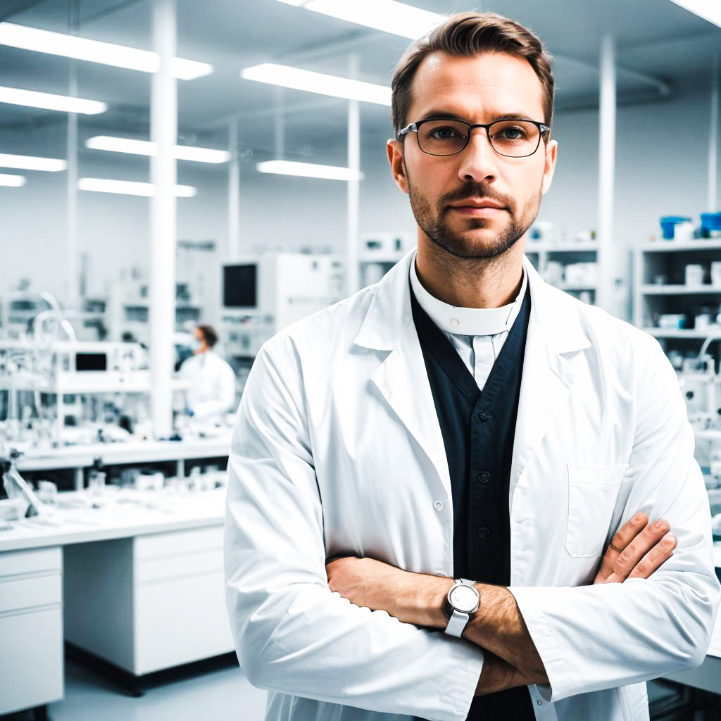 Confident Male Scientist in Modern Lab