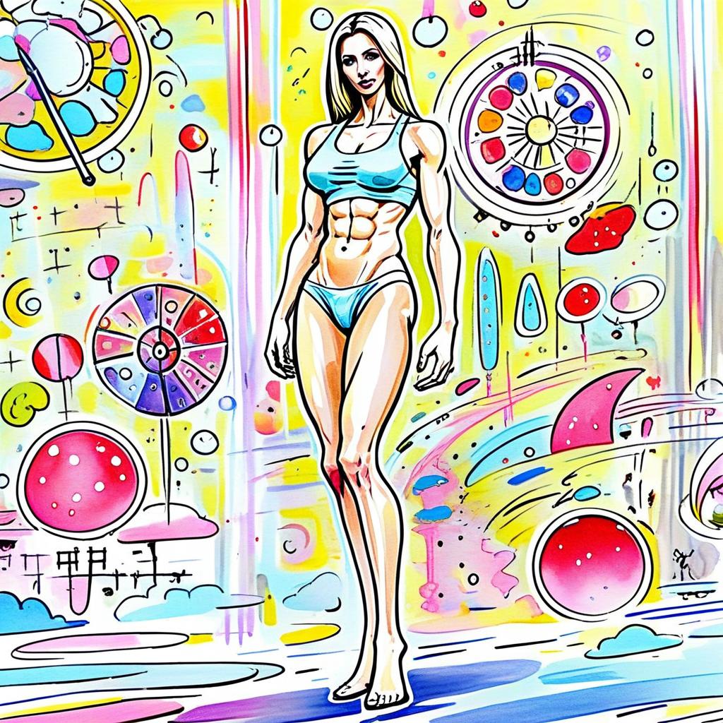 Fit Woman in Minimal Athletic Wear with Abstract Shapes