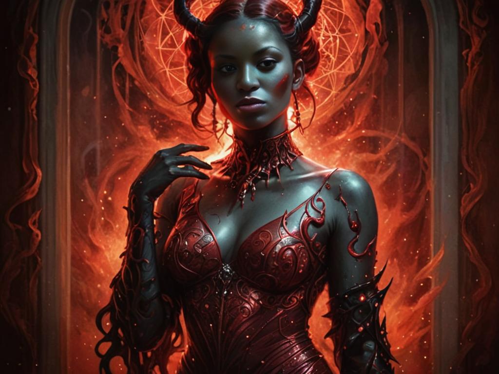 Fantasy Woman with Fiery Background