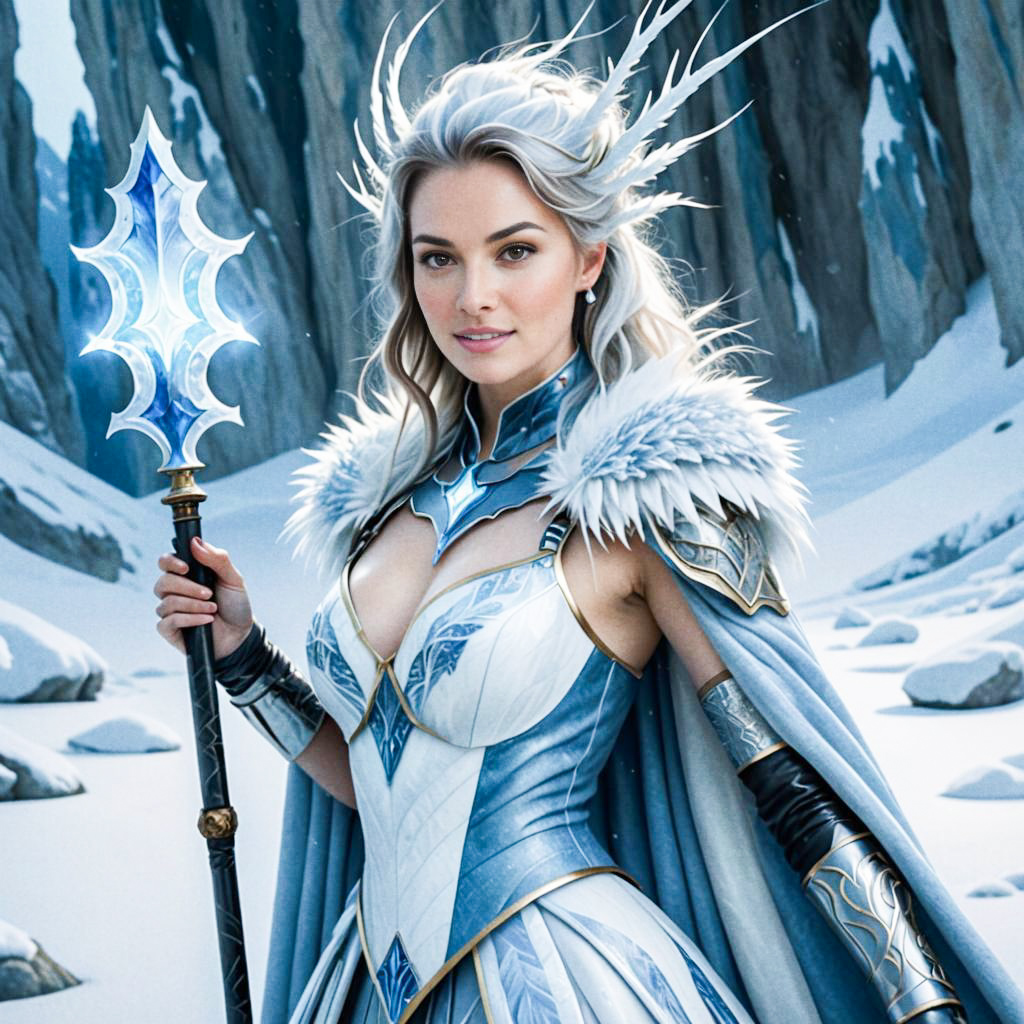 Enchanting Ice Queen in Snowy Landscape