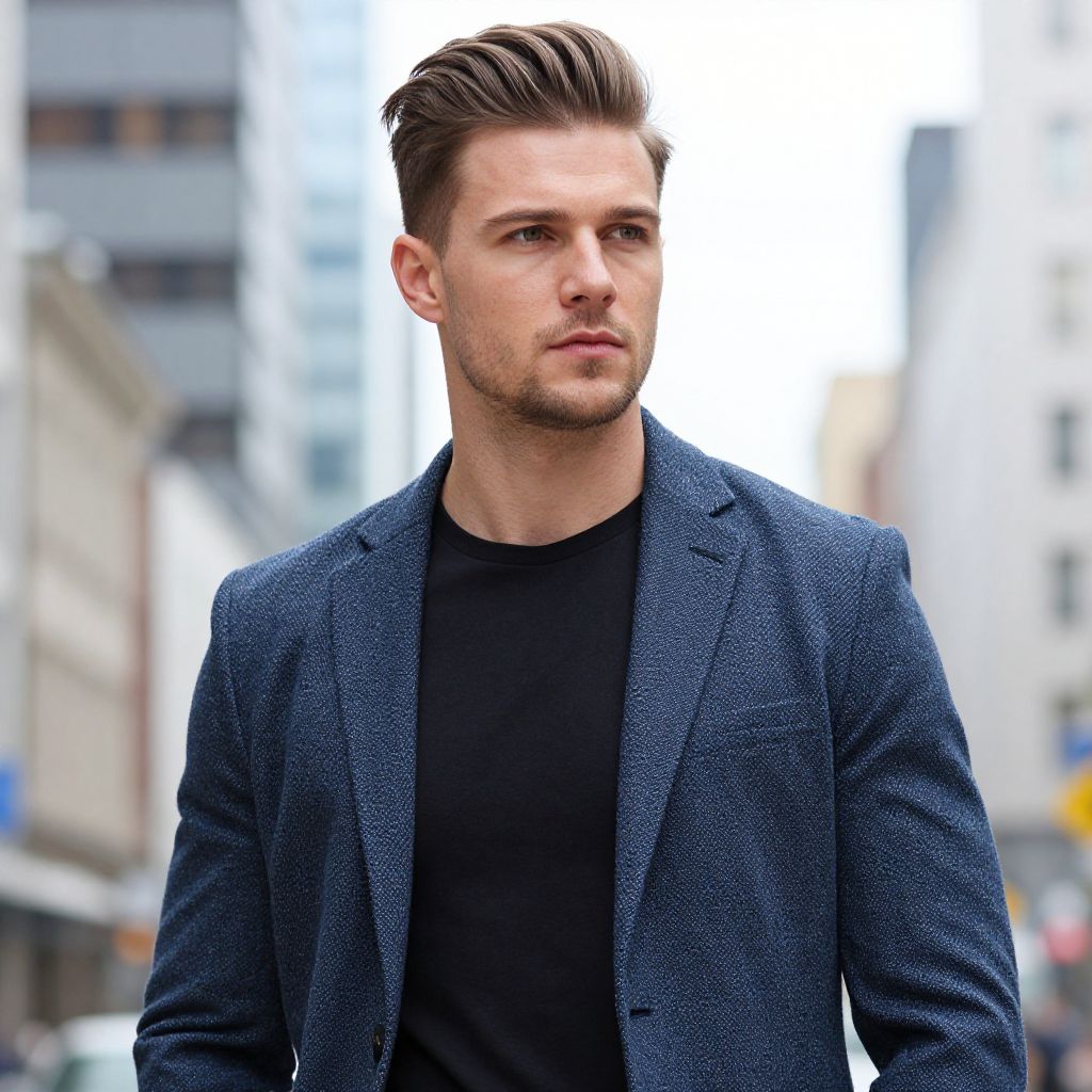 Stylish Young Man in Blue Blazer Urban Portrait vllm2603280507k05y