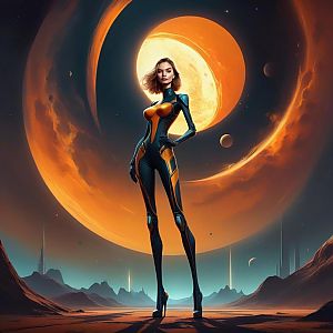 Futuristic Woman on Alien Landscape