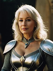 Excalibur Costume Woman in Silver Medieval Armor