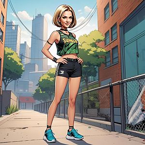 Confident Young Woman in Urban Alleyway