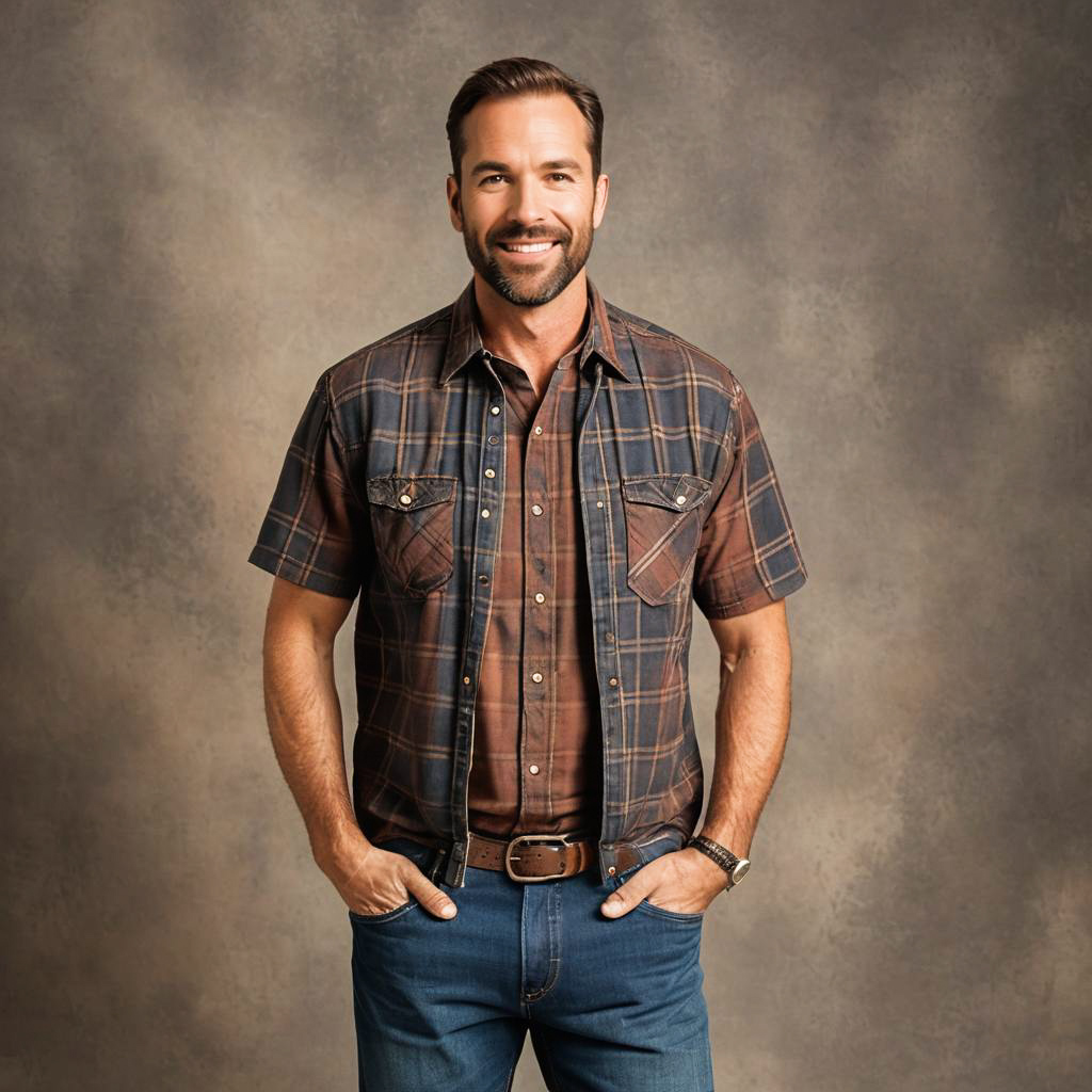 Smiling Man in Stylish Plaid Shirt