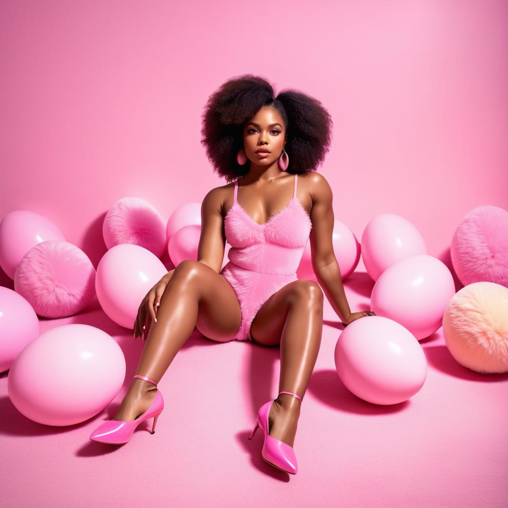 Stylish Woman with Pink Balloons