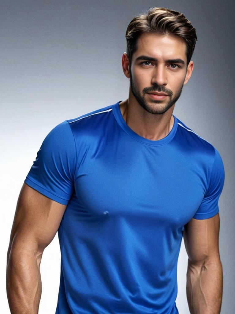 Fit man in blue athletic shirt