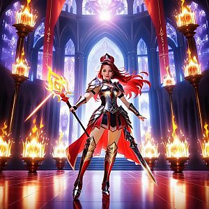 Fierce Woman Warrior in Cathedral Hall