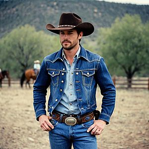 Cowboy in Classic Attire Outdoors