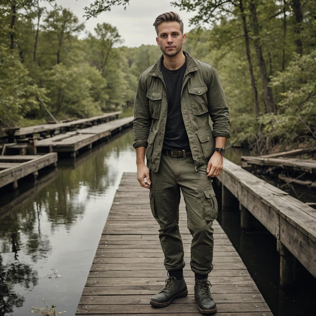 Man on Dock in Nature