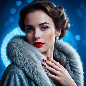 Glamorous Woman with Vintage Hair and Makeup