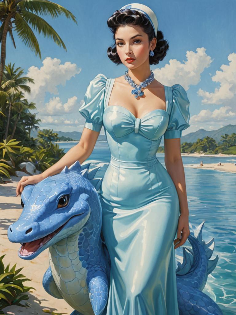 Lapras-Inspired Woman on Beach