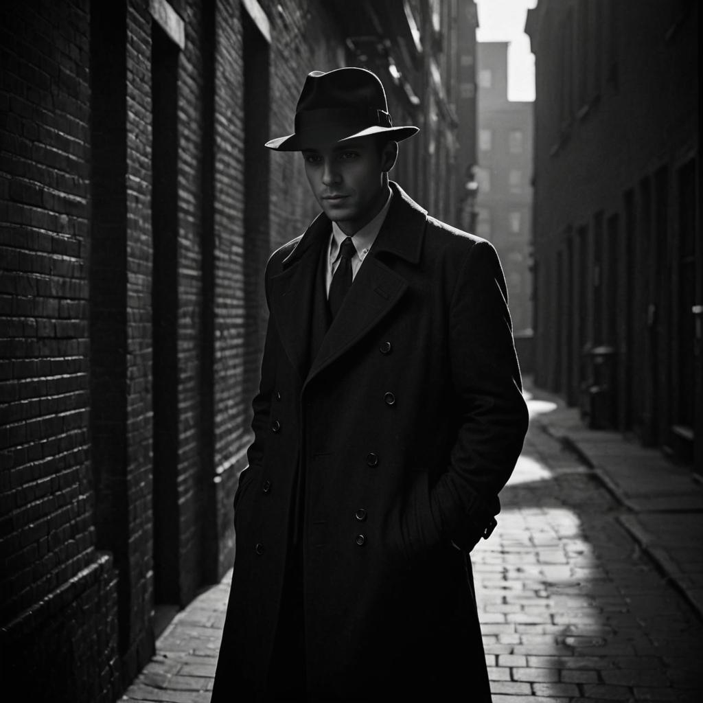 Film Noir Man in Dimly Lit Alley