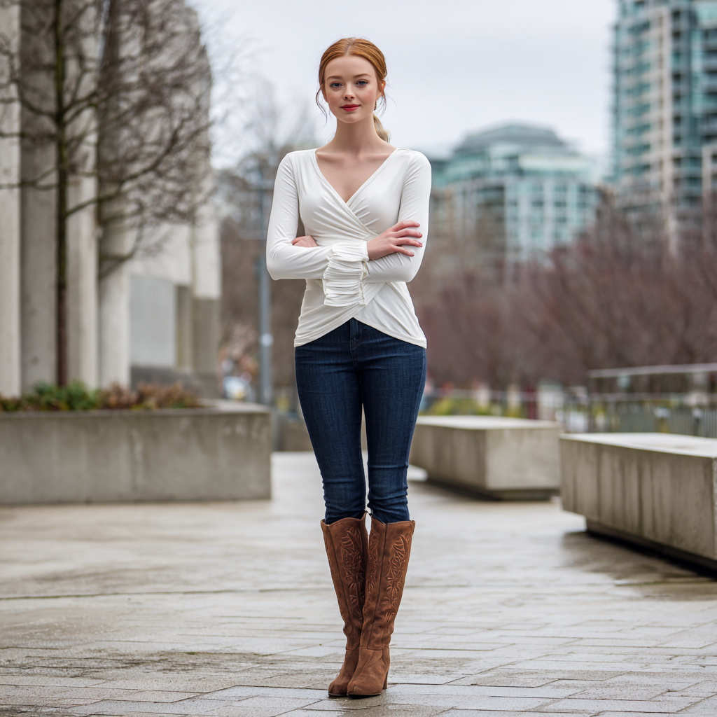 Confident young woman in stylish winter fashion Confident young woman in stylish winter fashion