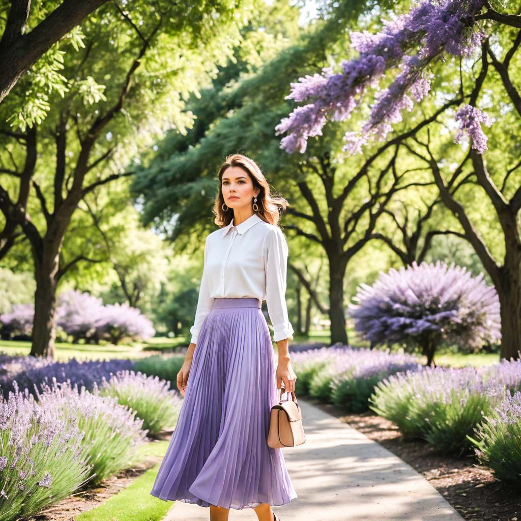 Stylish Woman in Vibrant Garden