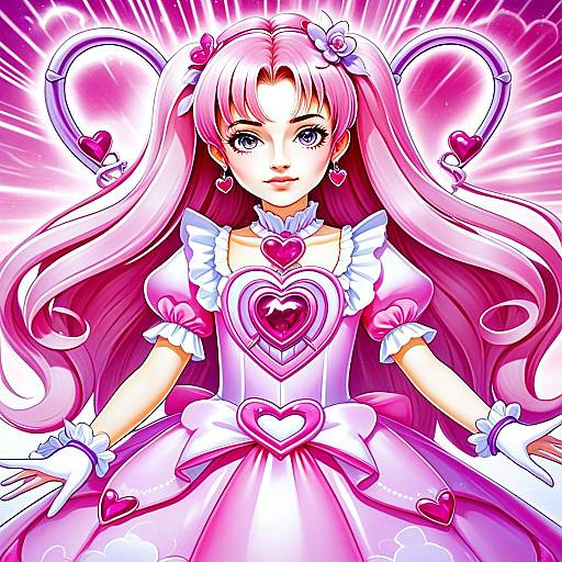 Cure Grace Anime Magical Girl Illustration in Pink Costume