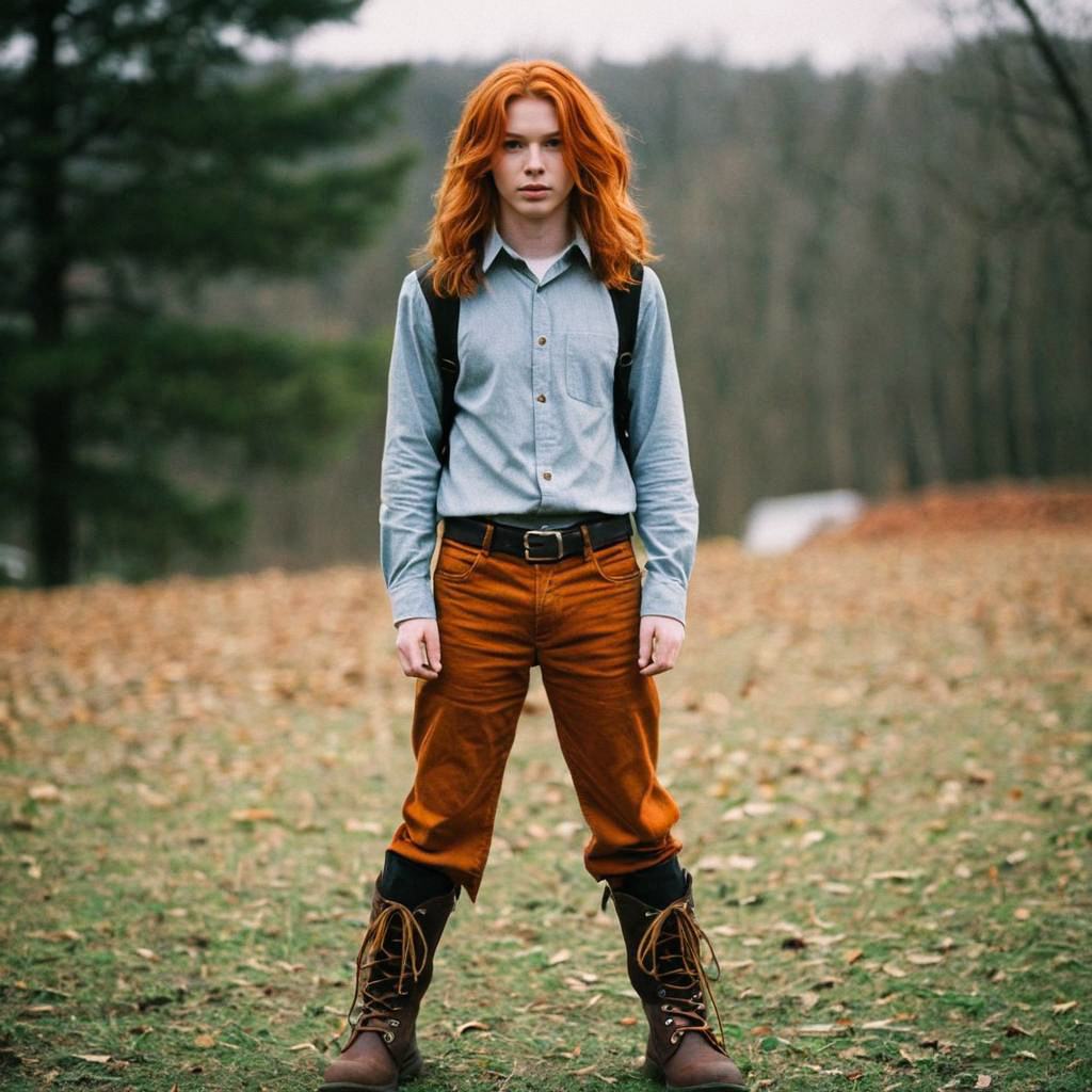 Confident Young Man in Vintage Outdoor Style