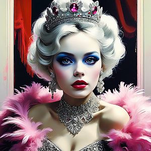 Glamorous Woman in Vintage Waves with Crown and Jewelry