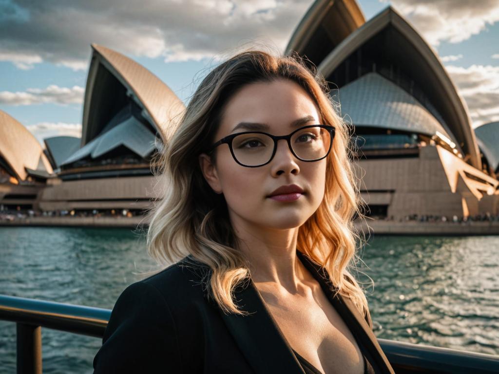 Young Woman with Glasses at Sydney Opera House