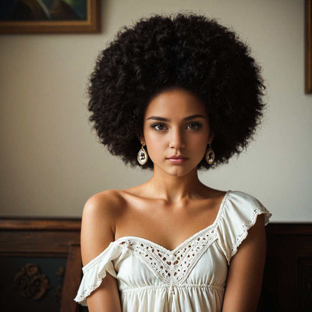 Confident Young Woman with Afro Hairstyle