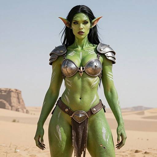 Orc Woman Warrior Cosplay in Desert Landscape