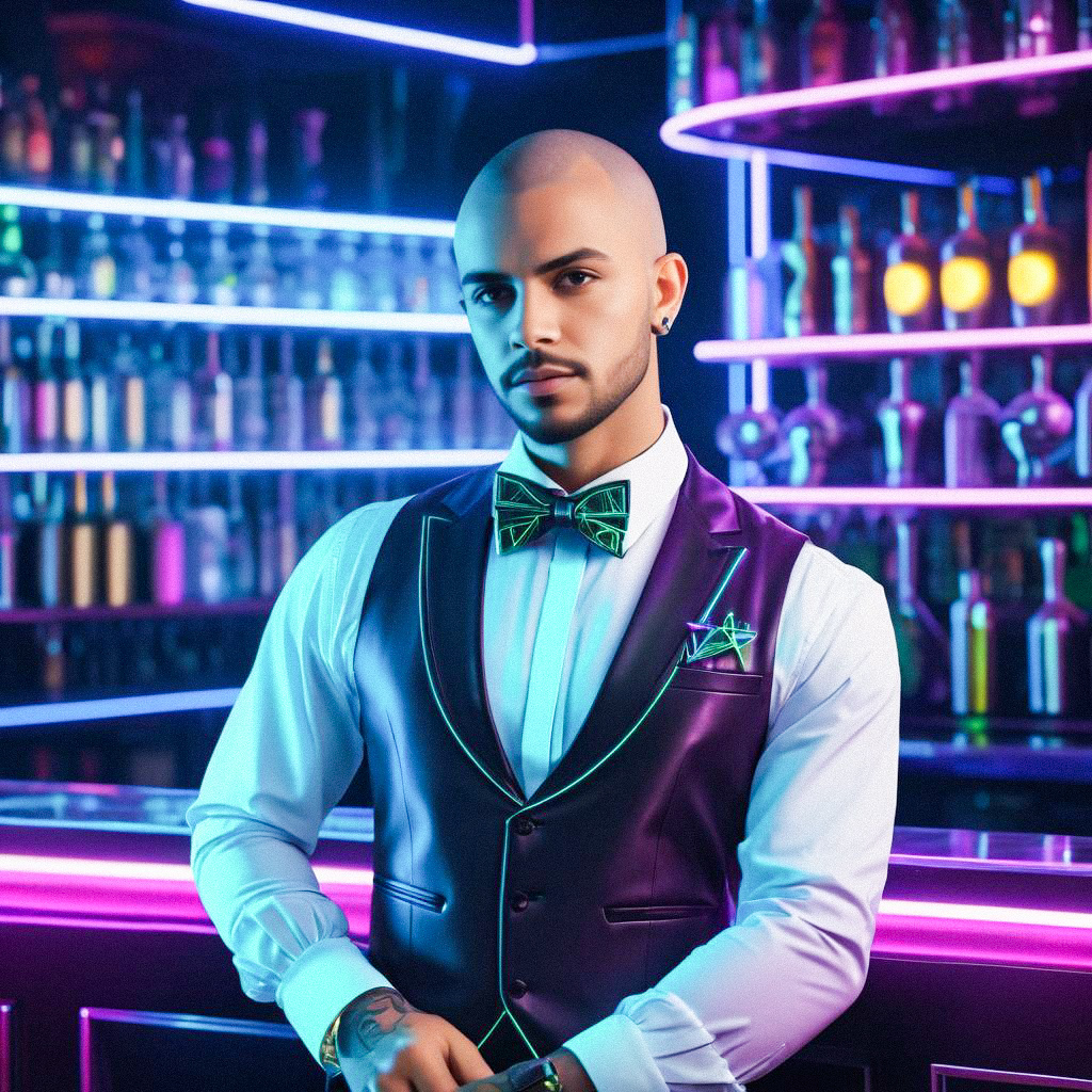 Stylish Man at Neon Bar