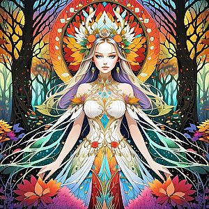 Fantasy Woman in Enchanted Forest