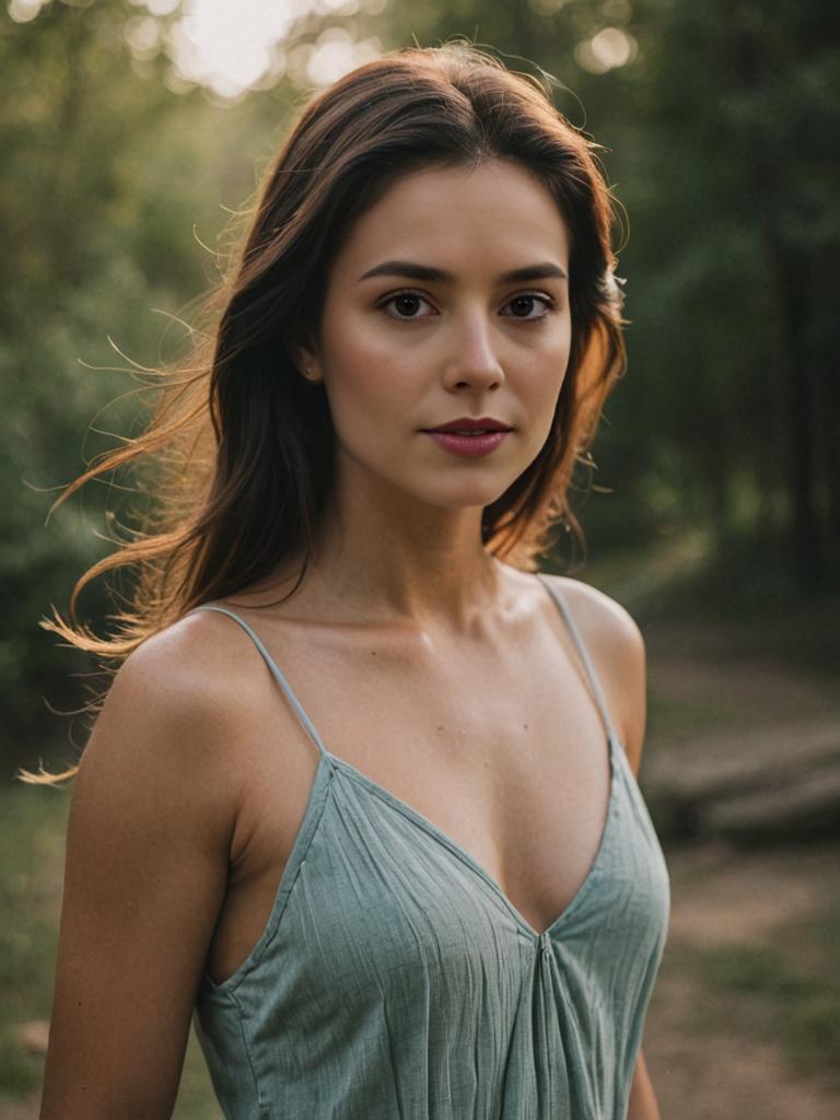 Serene Woman Outdoors in Natural Light