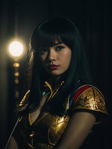 Sexy Cosplay Woman in Ornate Lynn Minmay Inspired Costume