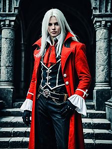 Man in Realistic Alucard Castlevania Cosplay Costume