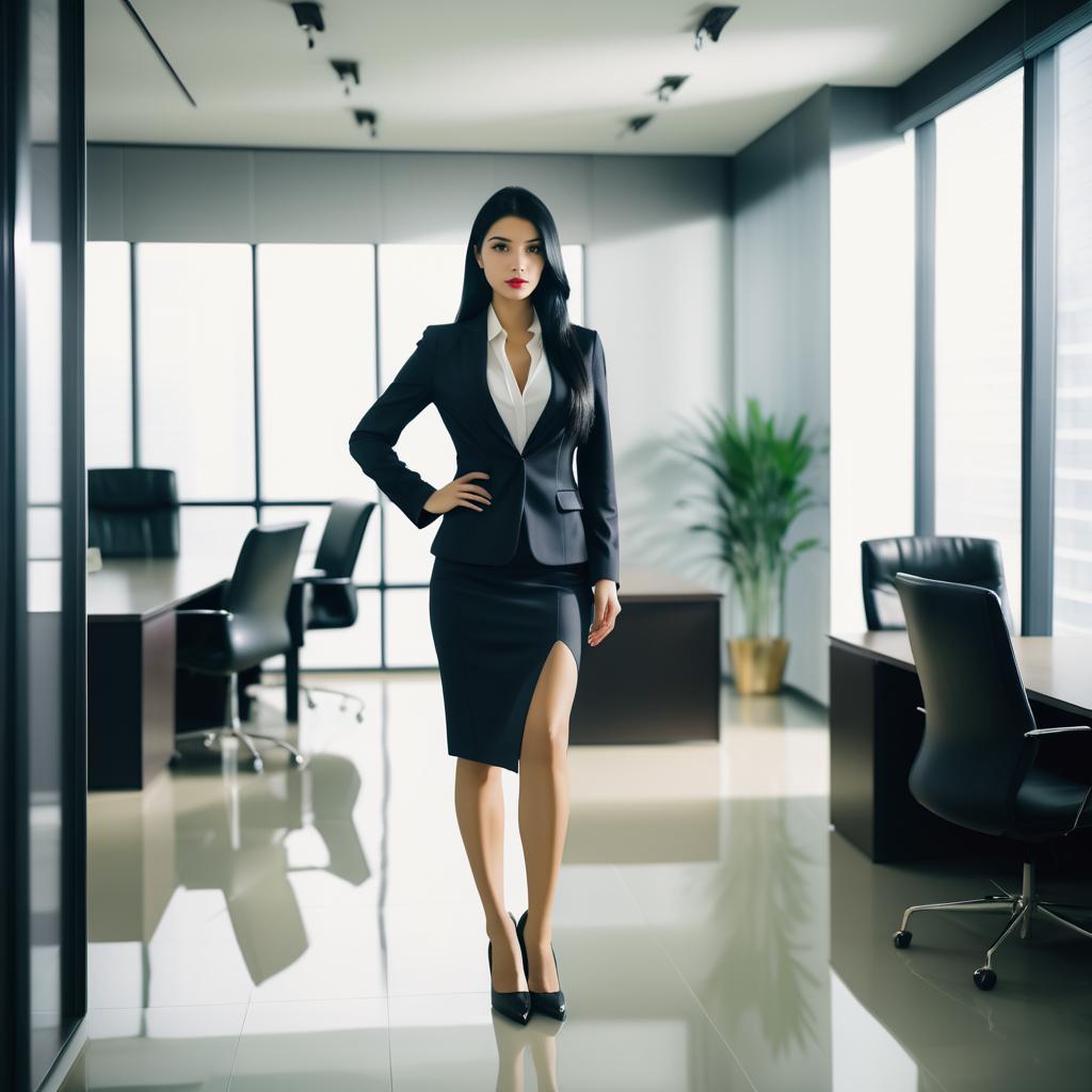 Confident Woman in Business Suit in Modern Office