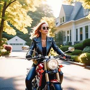 Confident Woman on Motorcycle