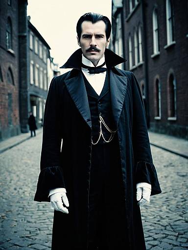 Man in Authentic Count Dracula Bram Stoker Costume Cosplay