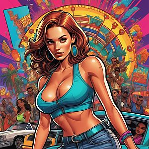 Vibrant Urban Illustration of Confident Woman