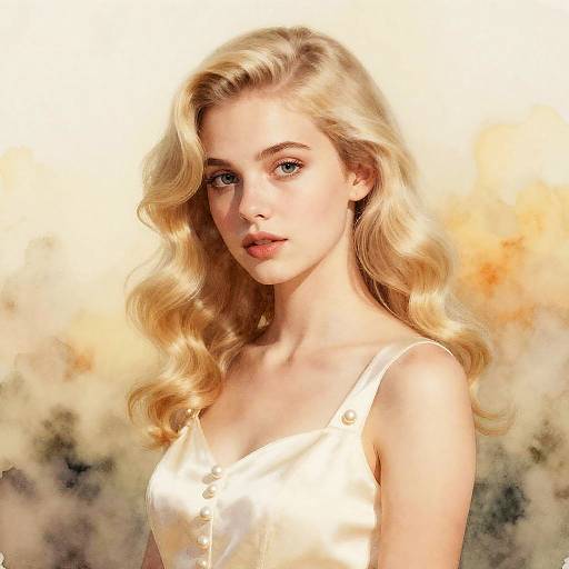 Elegant Blonde Woman in Satin Dress with Retro Waves Hairstyle