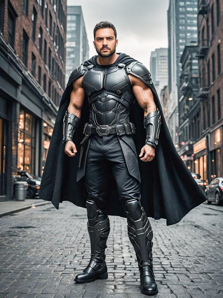 Powerful Male Superhero in Urban Setting