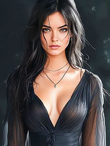 Elegant Portrait of a Woman in Sheer Black Top