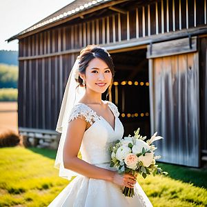 Radiant Bride Outdoors by Rustic Barn