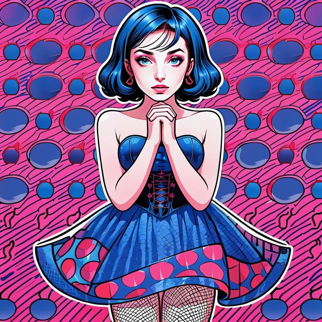Blue-Haired Woman in Polka Dot Dress Blue-Haired Woman in Polka Dot Dress